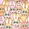 Seamless pattern with rabbits. Childish wallpaper and textile.