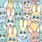 Seamless pattern with rabbits. Childish wallpaper and textile.