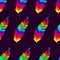 Seamless pattern with rainbow feathers