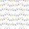 Seamless pattern with rainbow garland of light bulbs. Vector illustration on white background