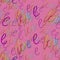 Seamless pattern with rainbow love text on pink background. Love lettering. Love concept. Pride print. LGBTQ concept. Handwriting