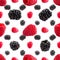 Seamless pattern with raspberry and bramble. pattern for package design, abstract background