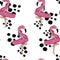 Seamless Pattern -raster image - Girl posing with inflatable floating pool flamingo