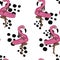 Seamless Pattern -raster image - Girl posing with inflatable floating pool flamingo