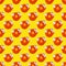 Seamless pattern raw orange egg, yolk, white broken eggshell on yellow background isolated, repeating ornament backdrop, Easter