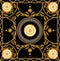 Seamless Pattern Ready for Textile. Scarf Design for Silk Print. Golden Baroque with Chains on Black Background.Seamless Pattern R