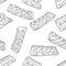 Seamless pattern with realictic pills blisters in black isolated on white background. Hand drawn vector sketch illustration in