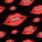 Seamless pattern of realistic female lips. fashionable makeup, red lip gloss, kiss in realistic style. vector illustration for