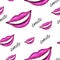 Seamless pattern of realistic female lips. fashionable, modern smile of pink lips, in a realistic style. vector illustration for