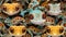 Seamless pattern of realistic geckos, cute, colorful, hyper realistic, background, wallpaper, animals