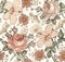 Seamless pattern realistic isolat flowers Vintage background Chamomile Rose hibiscus Drawing engraving Vector fabric illustration