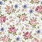 Seamless pattern. Realistic isolated flowers. Vintage baroque background. Chamomile Rose. Wallpaper. Drawing engraving.