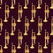 Seamless pattern of realistic pipe on dark background, classical musical instruments, vector illustration