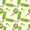 Seamless pattern, with realistic popsicles, Pattern with Green fruit ice creams and ripe apples. Can be used in food industry for