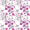 Seamless pattern with realistic spring flowers of white and pink magnolias.