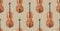 Seamless pattern with realistic wooden violin.