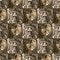 Seamless pattern of rectangular sculptures of growling lions heads