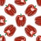 Seamless pattern red bell pepper food decoration. Vegetarian tasty natural. Healthy diet