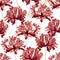 Seamless pattern of red blooming fringe hibiscus flowers in vector design for fashion, fabric, wallpaper, web,and all prints