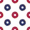 Seamless pattern with red and blue donuts. National USA colors. Template for background, banner, card, poster. Vector