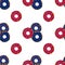 Seamless pattern with red and blue donuts. National USA colors. Template for background, banner, card, poster. Vector