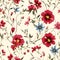 Seamless pattern with red and blue poppies. Vector illustration