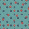 Seamless pattern of red and blue smiley dots.