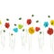 Seamless pattern of red, blue, yellow flowers of poppies with green stems on a white background. Watercolor- 2