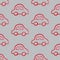 Seamless pattern with red cars on gray board. Cartoon background for Kids. Perfect for children fabric, textile