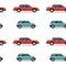 Seamless pattern of red cars Limo sedans