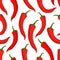 Seamless pattern with red chile peppers on a white background