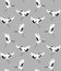 Seamless pattern with red-crowned cranes on gray background, vector illustration
