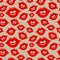 Seamless pattern with red female mouths