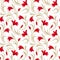 Seamless pattern with red gladiolus flowers.