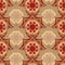 seamless pattern in red golden colors, with Russian national motifs