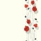 Seamless pattern of red and gray flowers of poppy on a light yellow background. Watercolor -1