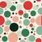 Seamless pattern of red, green, and white circles in nostalgic minimalism style (tiled)