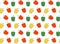 Seamless pattern of red, green and yellow bell peppers on a white background. Vegetable texture. Strokes from the same line with t