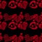 Seamless pattern with red heart embroidery stitches imitation on the black background