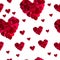 Seamless pattern red heart rose petals