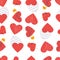 Seamless pattern with Red hearts
