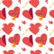 Seamless pattern with Red hearts