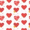 Seamless pattern with Red hearts