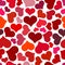 Seamless pattern with red hearts. Swirling red hearts on a white background.