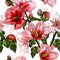 Seamless pattern with red Hibiscus flowers and ladybird