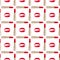 Seamless pattern red kiss print and golden lipstick on white background isolated, open lipsticks and sexy pink lips makeup stamp