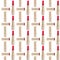 Seamless pattern of red lipstick in golden tube on white background isolated, shiny gold open and closed pink lipsticks, cosmetics