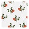 Seamless pattern with red-orange physalis flowers on curved branches of a plant with green leaves