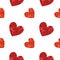 Seamless pattern with red and orange repeatable polygonal hearts