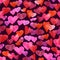 Seamless pattern with red, pink and violet watercolor hearts. romantic design. on dark background. Hand painted